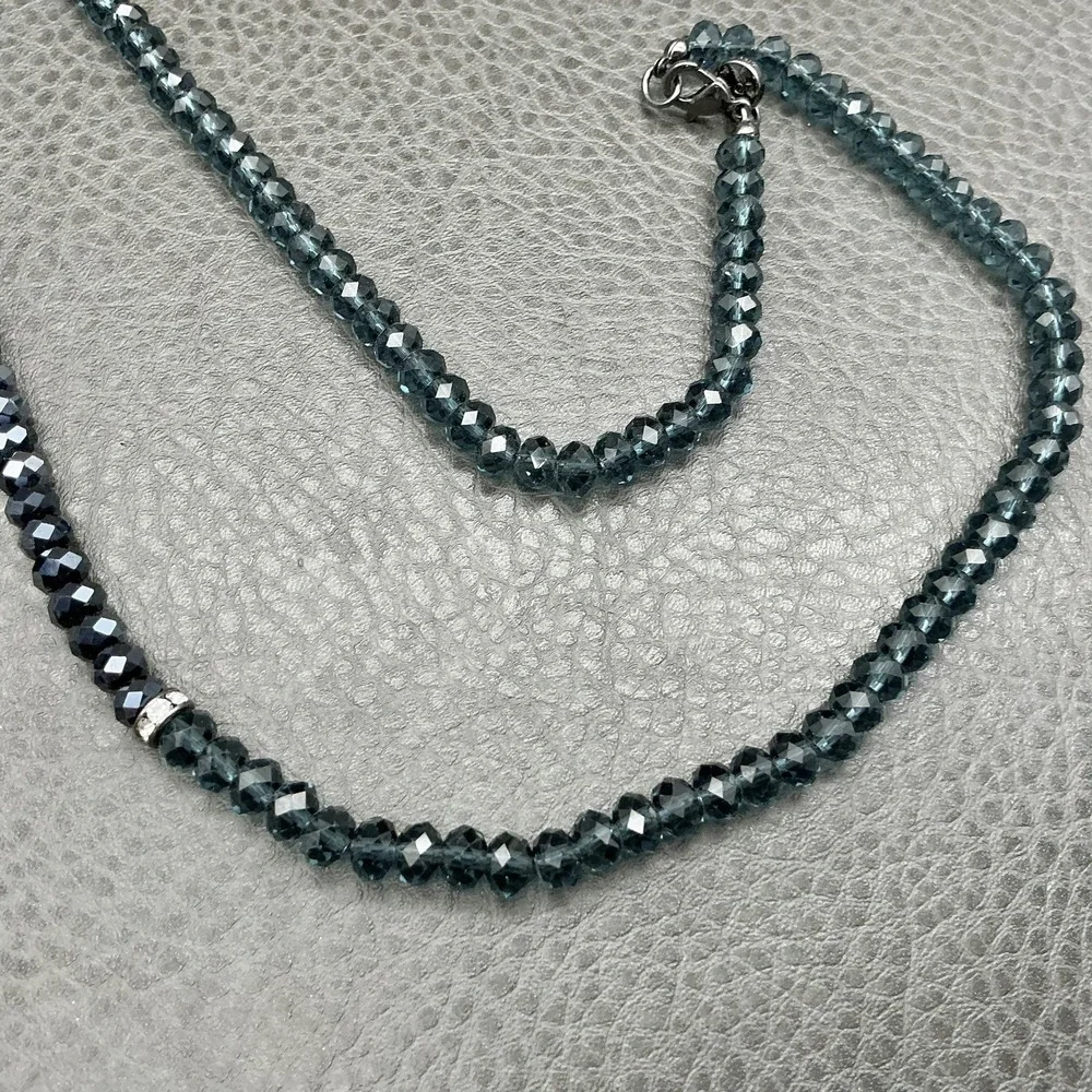 LOFT Necklace Multicolor‎ Beaded 30 In Black Teal Womens Statement Jewelry